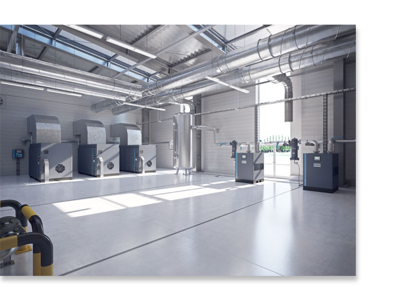 Инсталляция компрессоров Atlas Copco ZT 160 VSD и рефрижераторного осушителя FD8792, а также системы электронного управления - контроллер Optimizer 4.0.