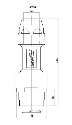 Схема разъемного переходника AIRnet на внутреннюю резьбу NPT (для систем трубопровода сжатого воздуха). Диаметр 40 мм. Схема разъемного переходника AIRnet на внутреннюю резьбу NPT (для систем трубопровода сжатого воздуха). Диаметр 40 мм.
