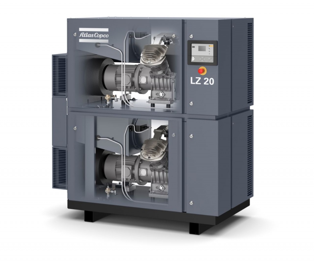 Безмасляный, поршневой компрессор Atlas Copco LZ20 со встроенный микропроцессором управления Elektronikon MK5.