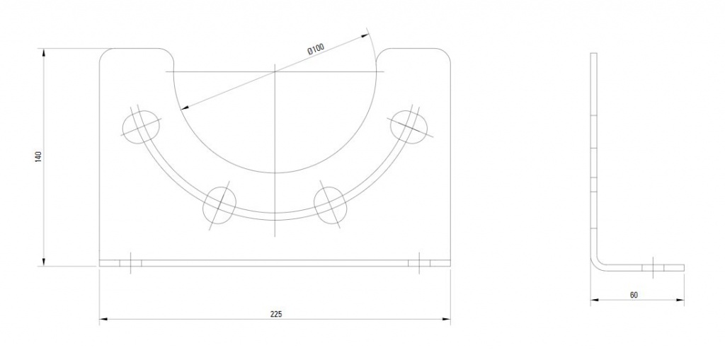Схема опоры фланца AIRnet (для систем трубопровода сжатого воздуха). Диаметр 100 мм.