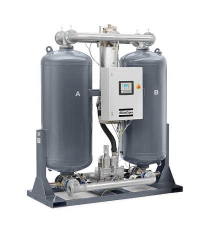 Atlas Copco BD 400+. Адсорбционный осушитель воздуха Atlas Copco с горячей регенерацией серии BD 400+ с точкой росы под давлением -40 °C и охлаждением продувкой.
