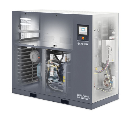 Atlas Copco GA 75 VSD Workplace. Винтовой, воздушный маслонаполненный компрессор Atlas Copco GA 75 VSD Workplace