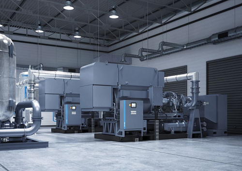 Турбокомпрессор Atlas Copco ZH1000+ 5.5. Безмасляный, двухступенчатый, воздушный, турбокомпрессор Atlas Copco ZH1000+ 5.5 с предустановленным коллектором охлаждающей воды, встроенным продувочным клапаном с глушителем.