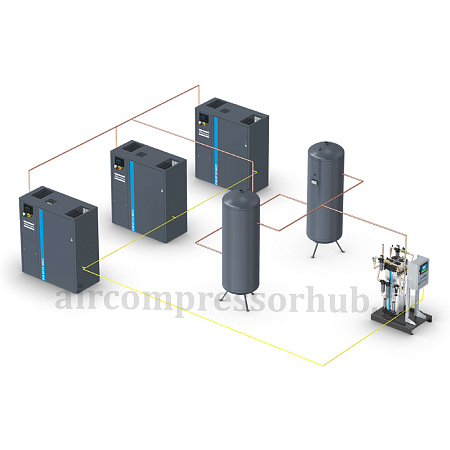 MEDAIR-SQ4-2554 HTM2022. Воздушный медицинский завод MEDAIR-SQ4-2554 HTM2022, компрессор Atlas Copco SF11 MED 8 Bar, осушитель - PureMED52 7.5-4 Bar и один ресивер на 1500 л.