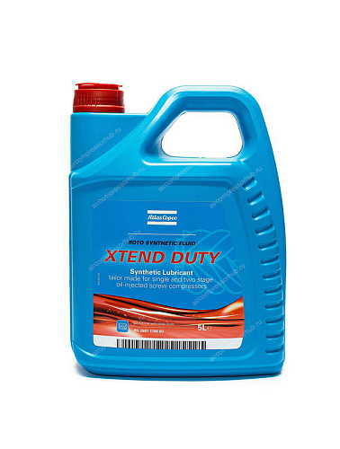Roto Synthetic Fluid Xtend Duty 5 л. Синтетическое масло Atlas Copco Roto Synthetic Fluid Xtend Duty 2901170000 для компрессоров серии GA, GX, GN, GR. Пластиковая канистра 5 литров. Диапазон температуры окружающей среды от 0 до +46 °C.