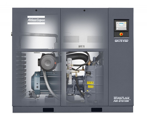 Atlas Copco Atlas Copco GA 75 VSD Workplace. Винтовой, воздушный маслонаполненный компрессор Atlas Copco GA 75 VSD Workplace