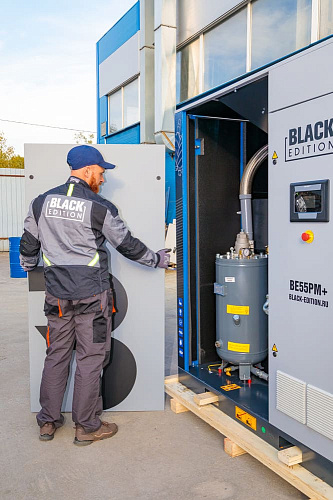 BE75 PM+ Винтовой воздушный промышленный компрессор Black Edition BE75 PM+